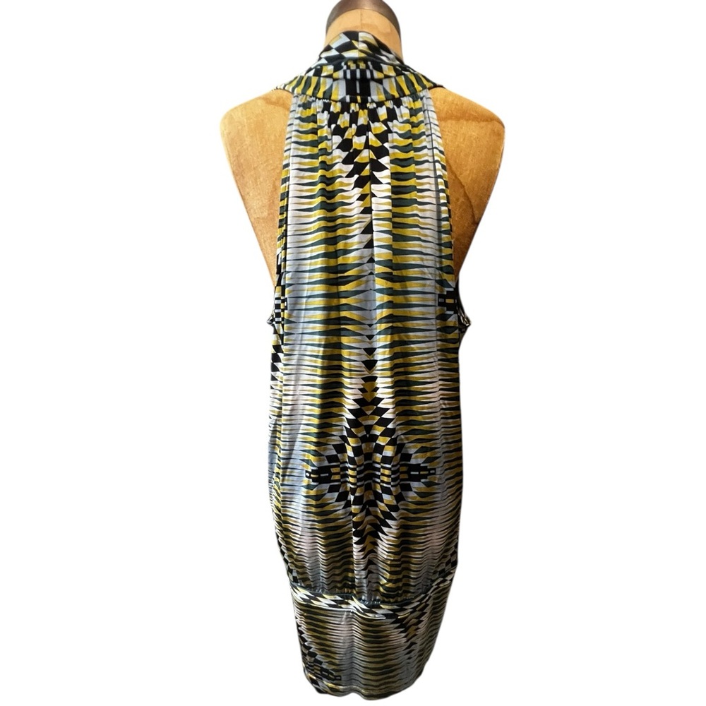 BCBGMaxAzria Multicolor Deep Neck Geometric Dress NWOT M - Picture 5 of 9